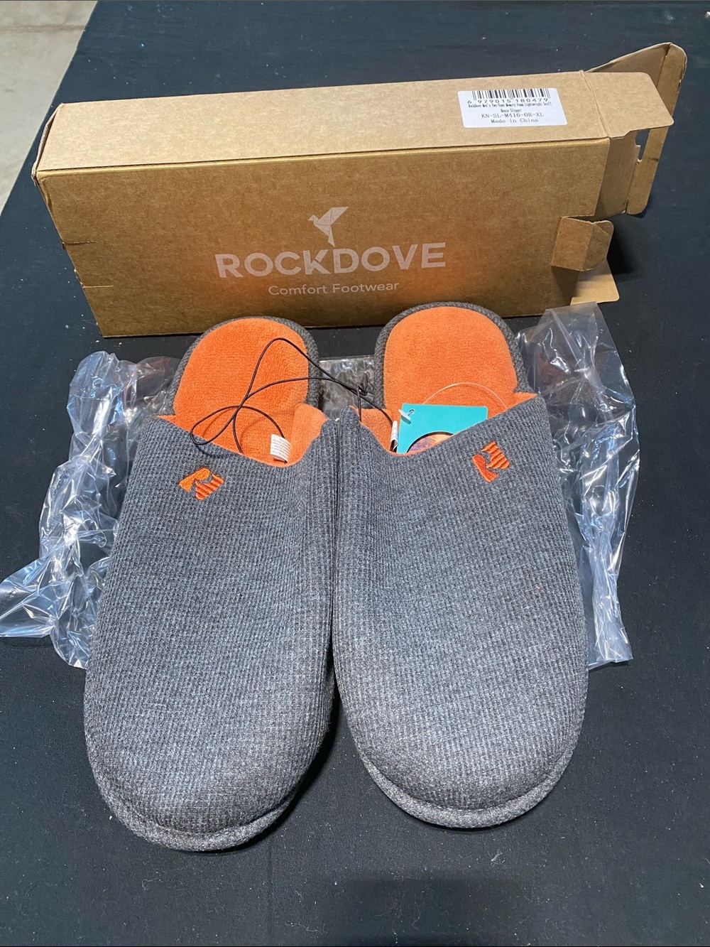 RockDove Men's XL Gray & Orange Slip-On Comfort Loafers